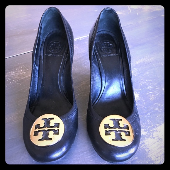 Tory Burch Shoes - TORY BURCH Black Leather Wedge